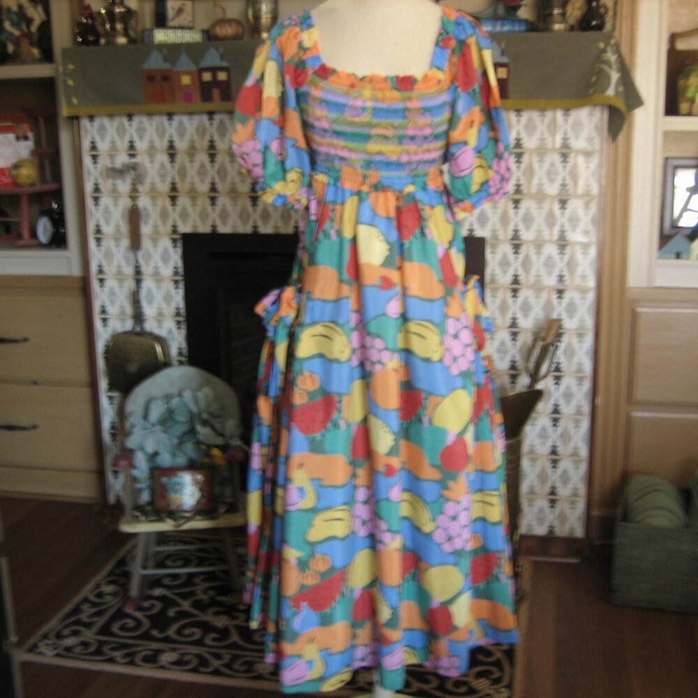 Farm Rio Sun Dress Puff Sleeves Smocked Colorful Floral Small NEW W/ TAGS